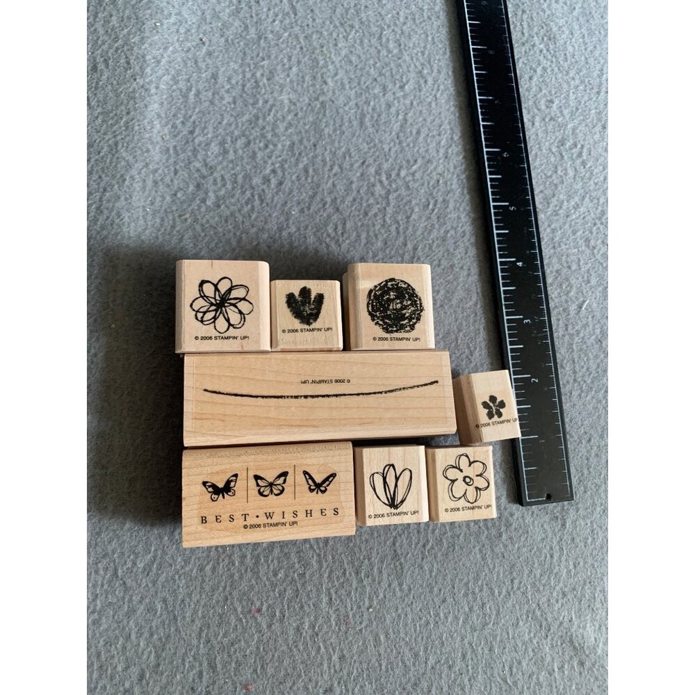 Stampin Up 2006 Wood Rubber Stamps Set Springtime Stems 8pc - Picture 3 of 4